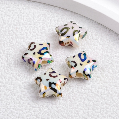 Plating Opaque Rainbow Iridescent Acrylic Beads PW-WG66719-01-1