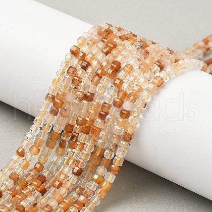 Natural Yellow Rabbit Fur Rutilated Quartz Beads Strands G-L622-A01-3x3mm-1