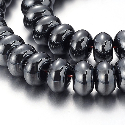 Pearlized Non-magnetic Synthetic Hematite Rondelle Beads Strands G-F230-02-1