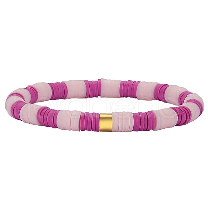 Polymer Clay Heishi Surfer Stretch Bracelet with 304 Stainless Steel Beaded BJEW-SW00111-05-1