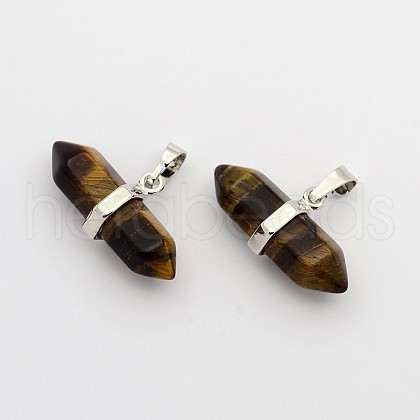 Natural Tiger Eye Double Terminated Pointed Pendants G-F177-19-1
