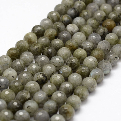 Faceted Natural Labradorite Beads Strands G-F364-17-8mm-1