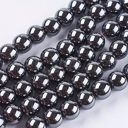 Non-Magnetic Synthetic Hematite Beads Strands G-H1624-10mm-1-1