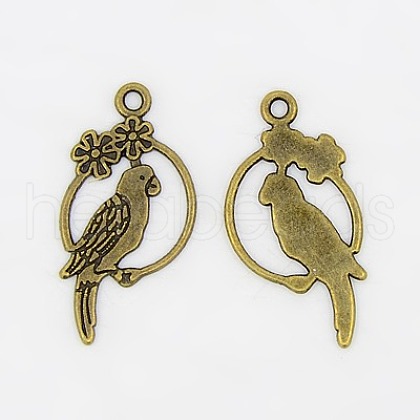 Alloy Tropical Parrot Pendants TIBEP-EA10187YKG-AB-LF-1