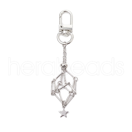 Star 304 Stainless Steel Macrame Chain Pouch Empty Stone Holder Pendant Decoration HJEW-JM02079-1