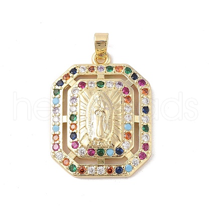 Brass Cubic Zirconia Pendants KK-Z050-32G-02-1