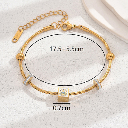Vintage Luxurious Evil Eye Beaded Stainless Steel Bracelet Women Holiday Style QW9952-1-1