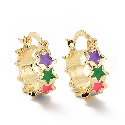Colorful Enamel Star Wrap Hoop Earrings EJEW-I280-08G-1