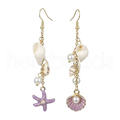Alloy Enamel Starfish Dangle Earrings EJEW-JE05560-02-1