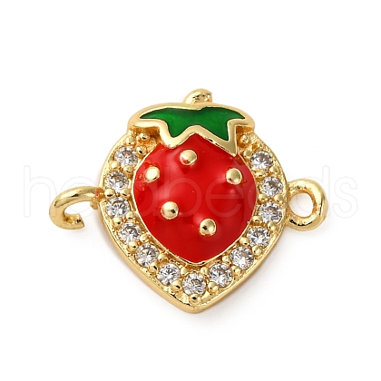 Brass Micro Pave Clear Cubic Zirconia Fruit Connector Charms KK-I276-15G-B01-1