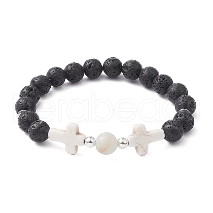Natural & Synthetic Mixed Gemstone Stretch Bracelets BJEW-JB09519-01-1