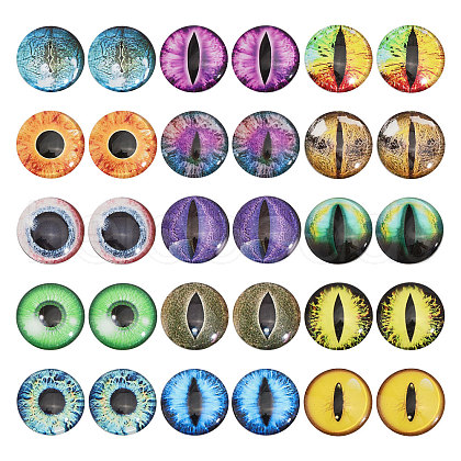 CHGCRAFT 30Pcs 15 Colors Luminous Self Adhesive Glass Eyes Cabochons DIY-CA0006-29-1