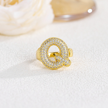 Brass Micro Pave Clear Cubic Zirconia Cuff Rings FS-WGF2B82-14-1