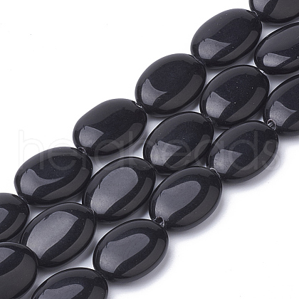 Natural Black Stone Beads Strands G-S292-26-1