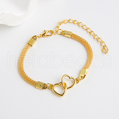 Double Heart Alloy Link Bracelets FS-WGC61CE-01-1