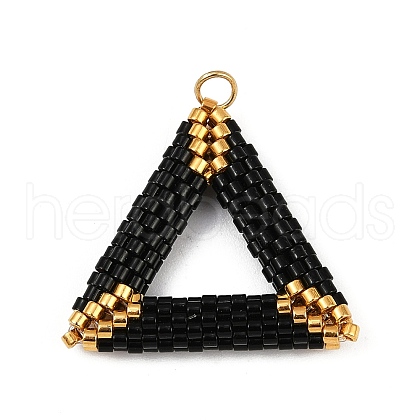 Handmade Glass Seed Beaded Triangle Pendants PALLOY-MZ00756-02-1