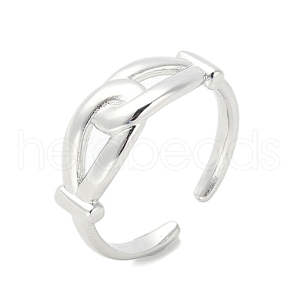Double Knot Brass Open Cuff Ring for Women RJEW-A040-05P-1