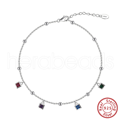 925 Sterling Silver Anklets AJEW-Z029-29P-1