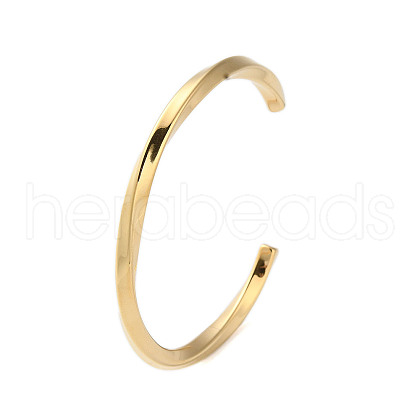 Stainless Steel Twist Open Cuff Bangles for Women BJEW-L689-02G-1