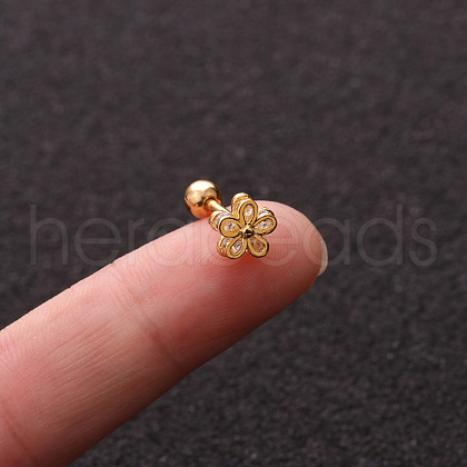 316L Surgical Stainless Steel Micro Pave Clear Cubic Zirconia Flower Cartilage Earrings WGCF17E-02-1