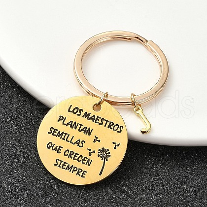 201 Stainless Steel & Brass Letter Keychain KEYC-YW00095-10-1