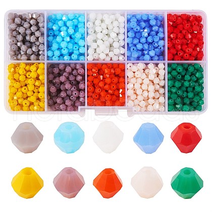 1800Pcs 10 Colors Opaque Solid Color Glass Beads Strands GLAA-SZ0001-84-1
