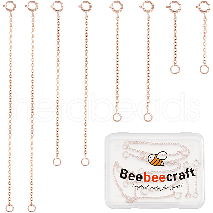 Beebeecraft 8Pcs 4 Styles Sterling Silver Chain Extender STER-BBC0007-06RG-1