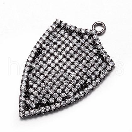 Brass Micro Pave Cubic Zirconia Pendants ZIRC-D114-03B-1