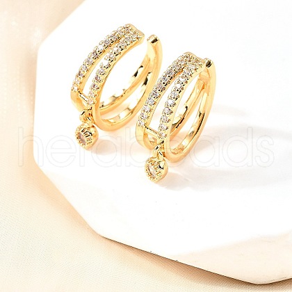 Brass Micro Pave Clear Cubic Zirconia Cuff Earrings EJEW-F370-11G-1