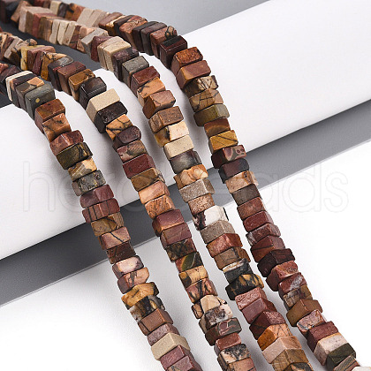 Natural Polychrome Jasper/Picasso Stone/Picasso Jasper Beads Strands G-T140-53-1