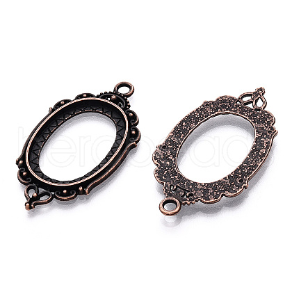 Zinc Alloy Link Cabochon Settings PALLOY-WH0001-35R-1