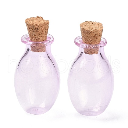 Oval Glass Cork Bottles Ornament AJEW-O032-03C-1
