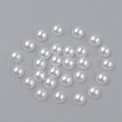5MM Creamy White Dome Half Round Acrylic Imitated Pearl Cabochons Fit Phone Decoration X-OACR-H001-4-1