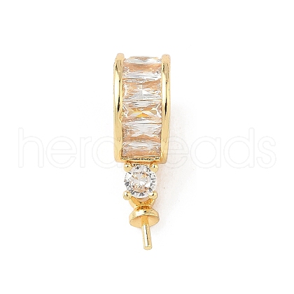 Brass Pave Cubic Zirconia Hoop Earring Findings KK-D369-02G-1