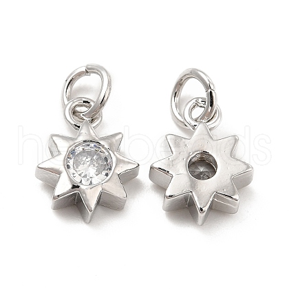 Brass Micro Pave Cubic Zirconia Charms KK-E068-VB237-1