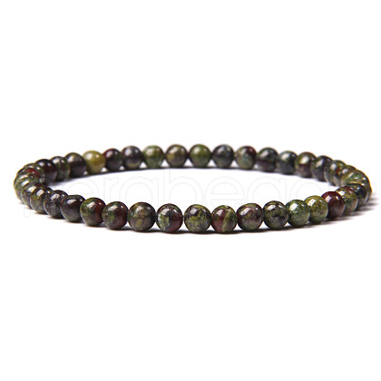 4mm Round Natural Dragon Blood Beads Bracelet for Men KG3069-27-1