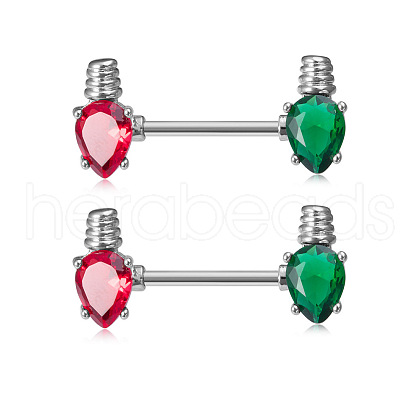 304 Stainless Steel Rhinestone Bulb Nipple Rings WGA0ED7-01-1