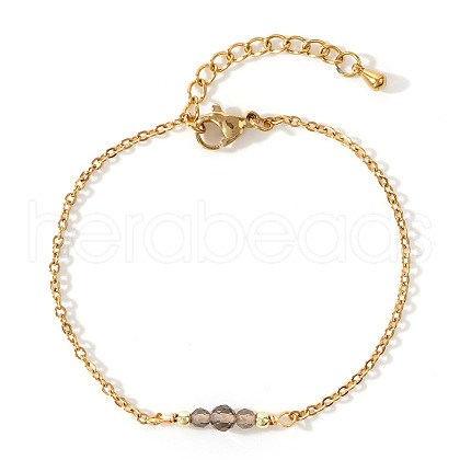 Bohemian Style Natural Gemstone Smoky Quartz Link Bracelets LF0304-4-1