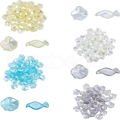 SUPERFINDINGS 200Pcs 4 Colors Transparent Acrylic Pendants MACR-FH0001-03-1