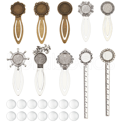 38pcs 14 Styles Alloy with  Iron Bookmark Cabochon Setting FIND-NB0005-25-1