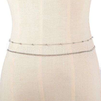2Pcs Alloy Twisted Chain Double Layer Waist Chains for Women WGD7BEF-06-1