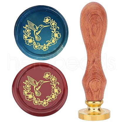 Brass Wax Seal Stamp with Wood Handle AJEW-WH0412-0037-1