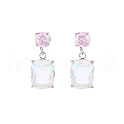 Cubic Zirconia Rectangle Dangle Stud Earrings EP4155-1
