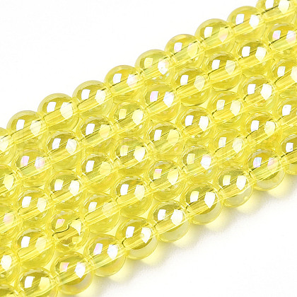 Electroplate Transparent Glass Beads Strands GLAA-T032-T4mm-AB12-1