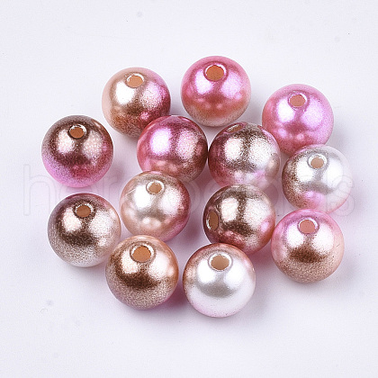 Rainbow ABS Plastic Imitation Pearl Beads X-OACR-Q174-6mm-10-1