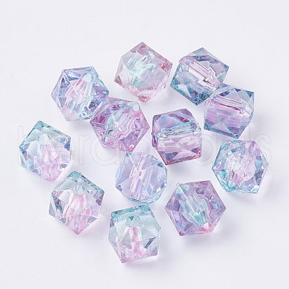Two Tone Transparent Spray Painted Acrylic Beads ACRP-T005-26-1