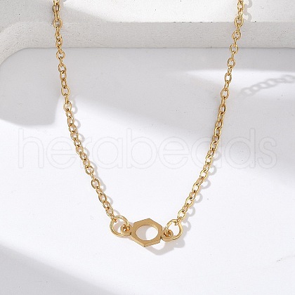 304 Stainless Steel Chemical Symbol Pendant Necklaces NJEW-Z073-03G-01-1