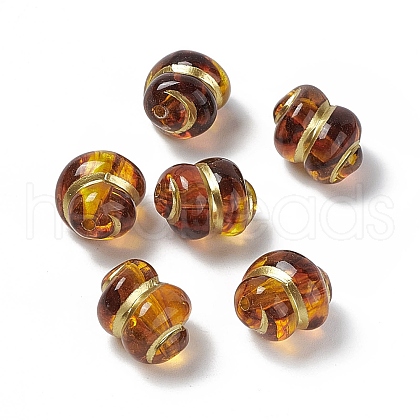 Golden Metal Enlaced Acrylic Beads OACR-H019-10-1