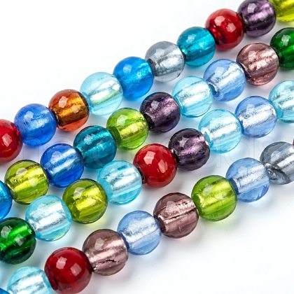 Handmade Silver Foil Glass Beads Strands X-SL02-1