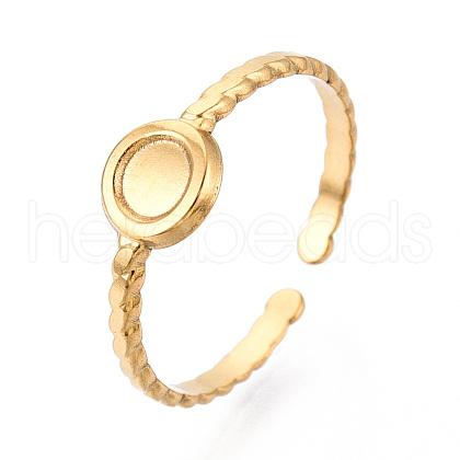 304 Stainless Steel Cuff Ring Components STAS-T066-44G-1